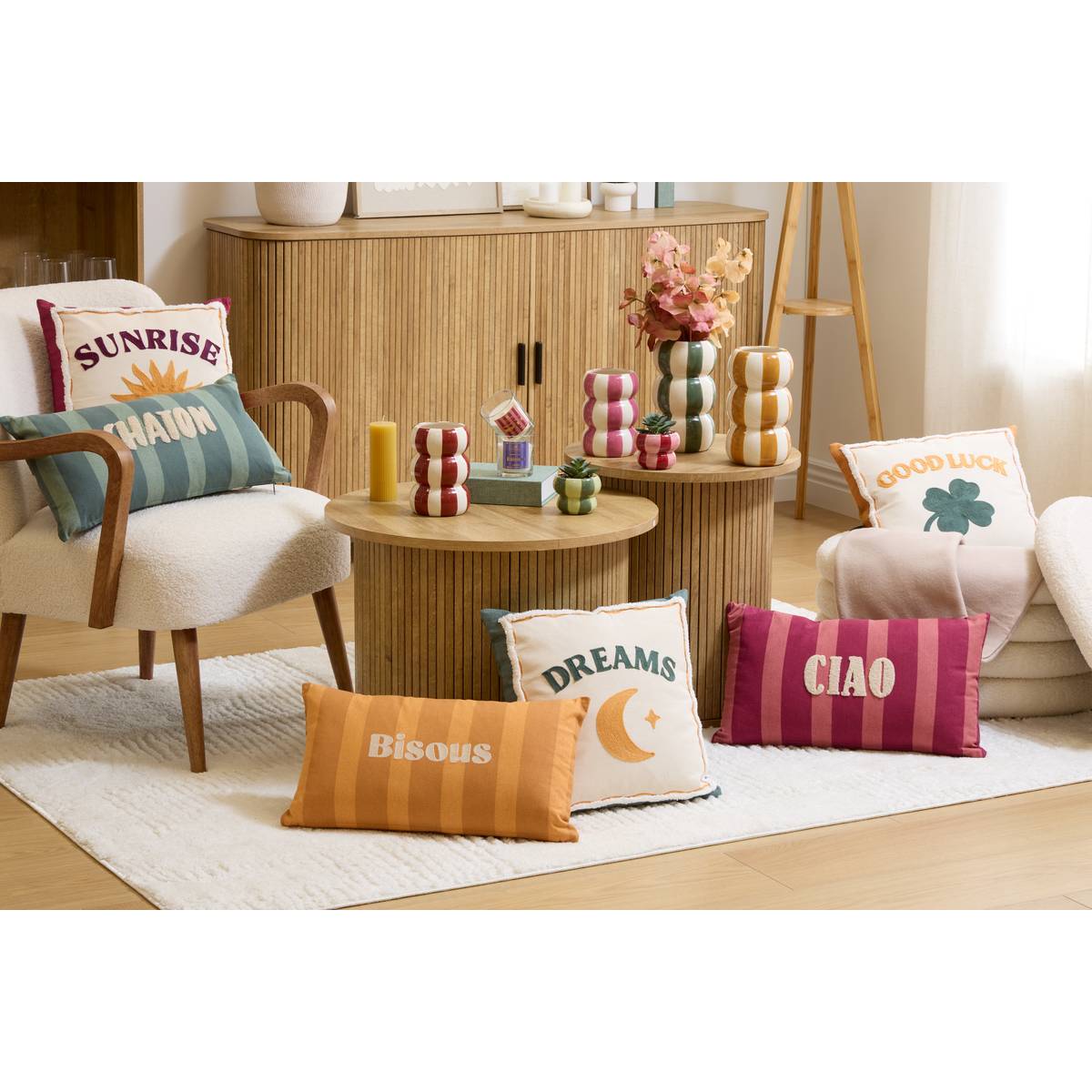 Coussin rectangulaire BICHETTE ocre, ATMOSPHERA