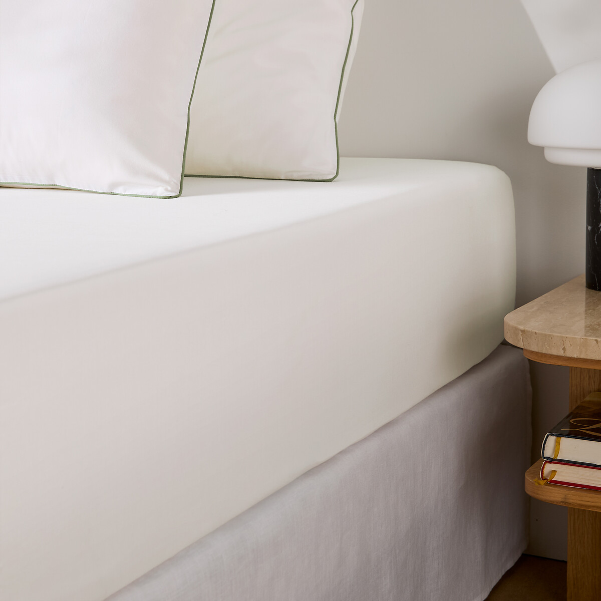 Drap-housse en percale de lyocell et coton, bonnet 30 cm, LONA blanc, LA REDOUTE INTERIEURS