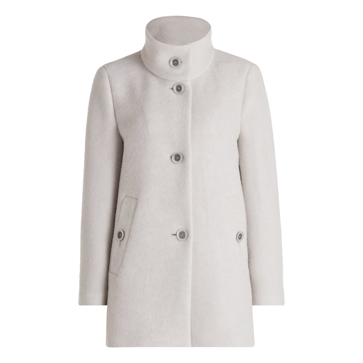 Manteau en laine à col montant gris clair, BETTY BARCLAY