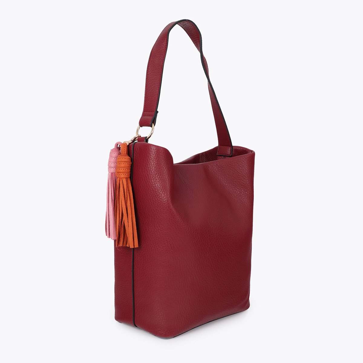 Sac à main avec pompons bordeaux, LOLA CASADEMUNT