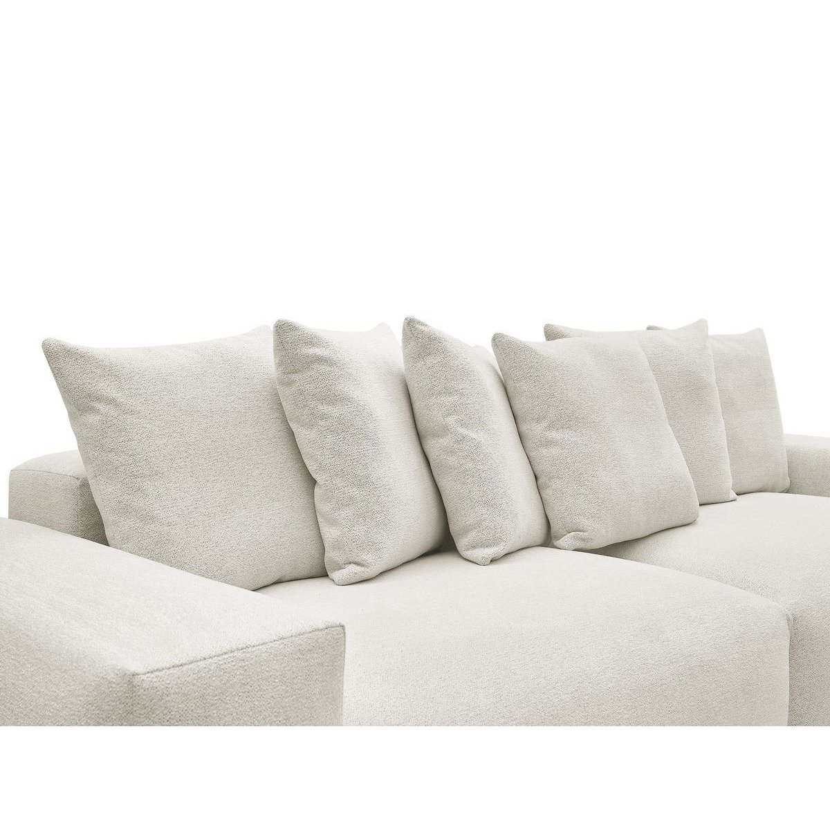 Canapé droit fixe 4 places en tissu chiné, VOLTAIRE blanc, BOBOCHIC
