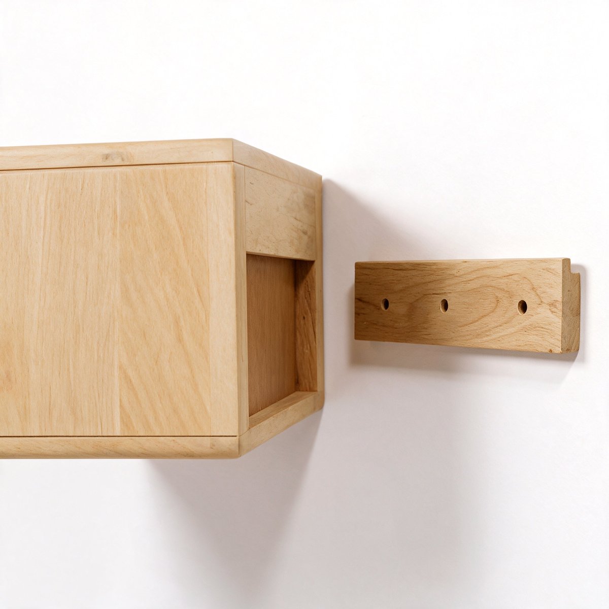 Table de chevet murale en bois de manguier - PABLO marron clair, MAISON PAVANE