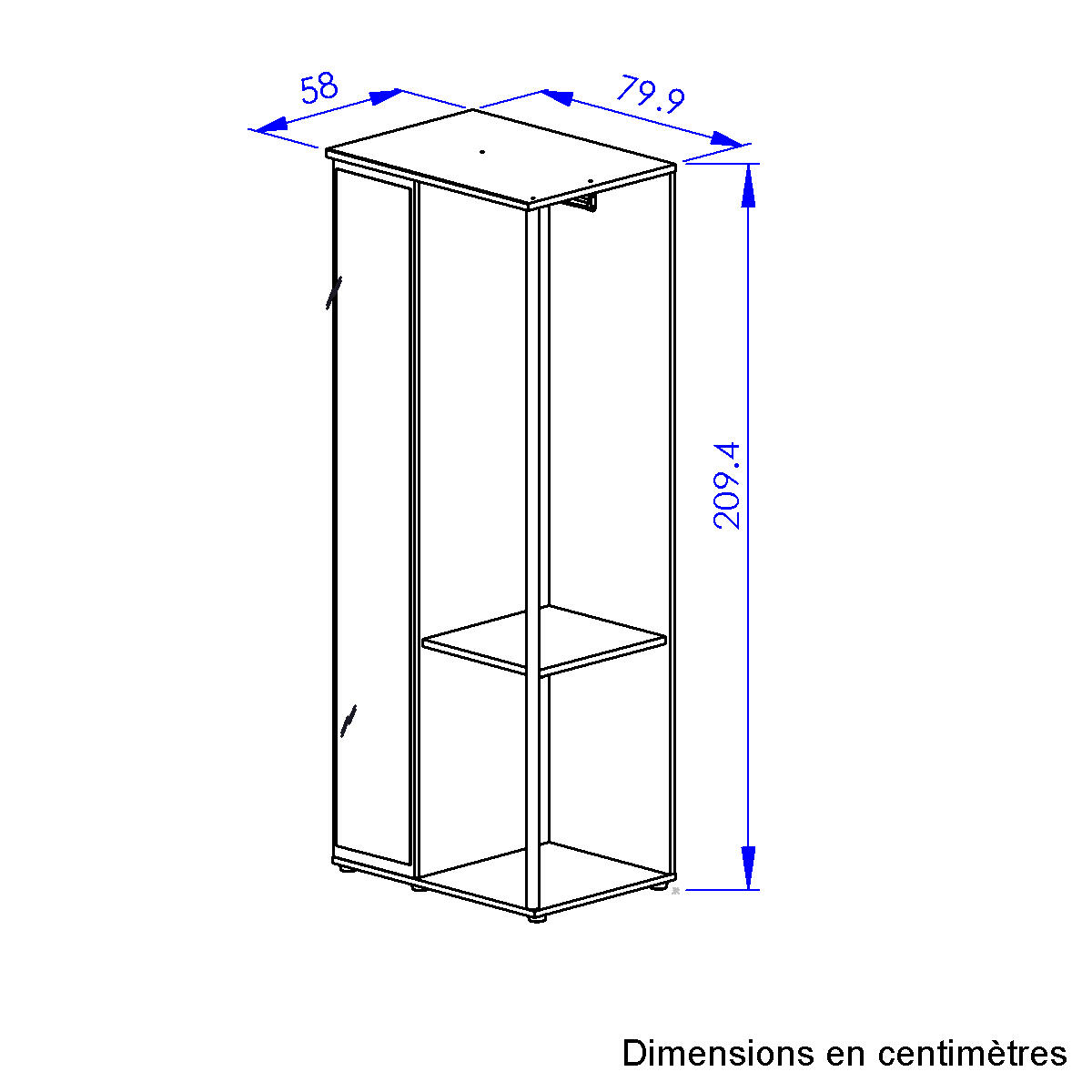 Portant miroir avec étagères marron, GAMI