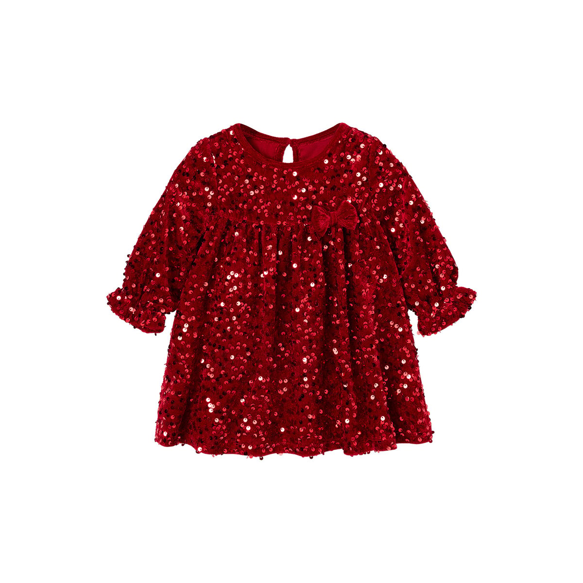 Robe manches longues rouge, VERTBAUDET