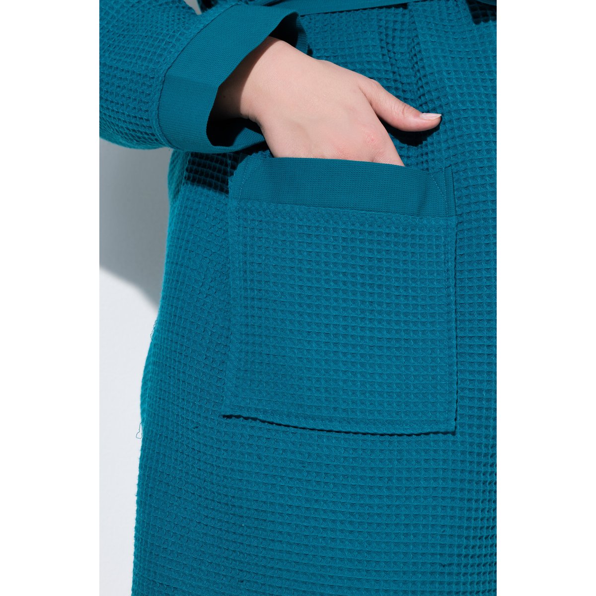 Peignoir, col châle, ceinture à nouer pétrole vif, ULLA POPKEN