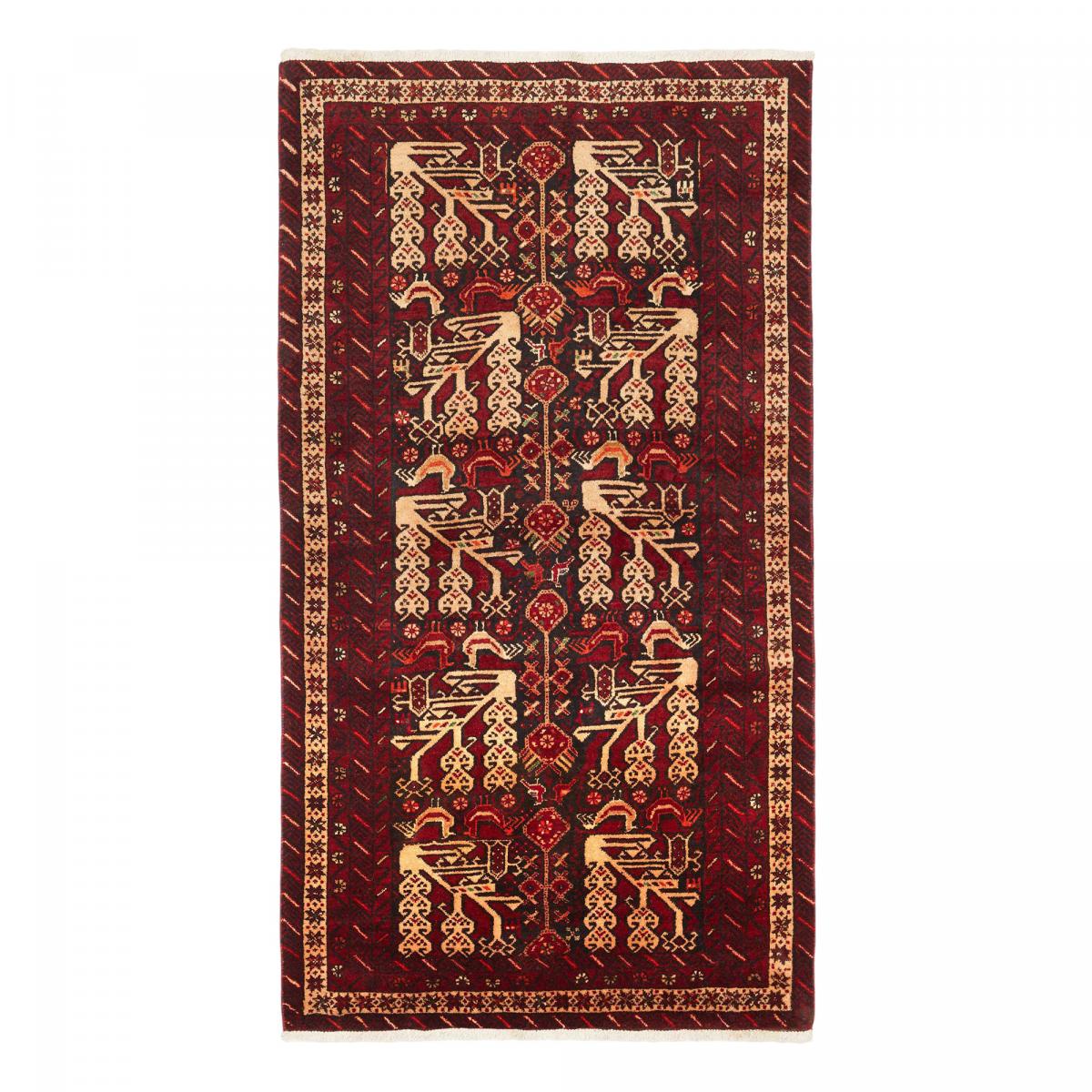 Tapis salon au motif traditionnel, noué main en laine, BALUTSCH 2 bordeaux, beige, noir, UN AMOUR DE TAPIS