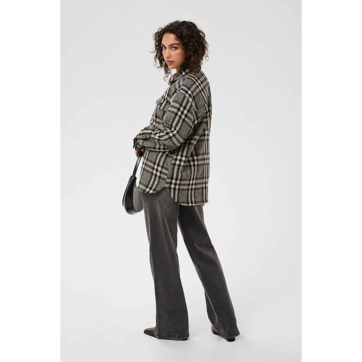 Manteau noir blanc black/chalk chekc, KAFFE