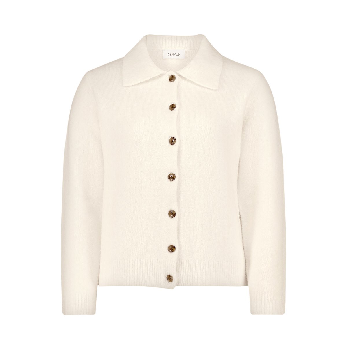 Cardigan en maille à col bright cream melange, CARTOON