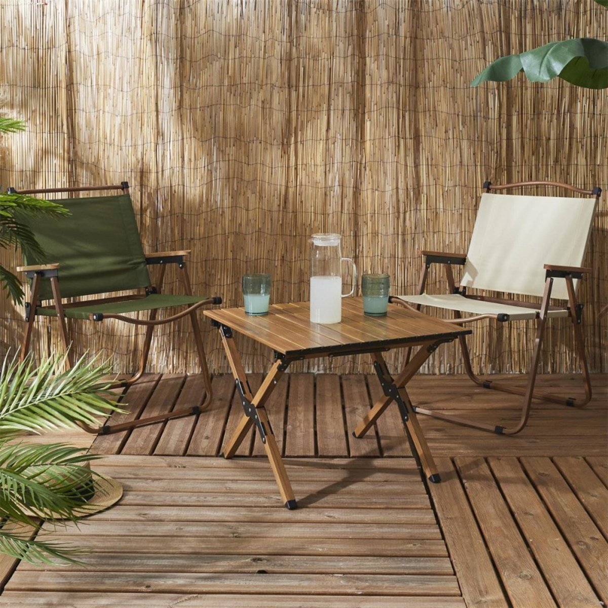 Table de camping pliante MARIPOSA effet bois marron, DECORATIE