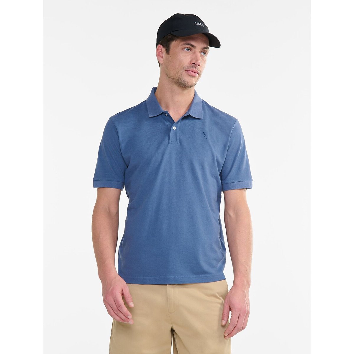 Dry Fast Polo Shirt with Short Sleeves grey blue, AIGLE