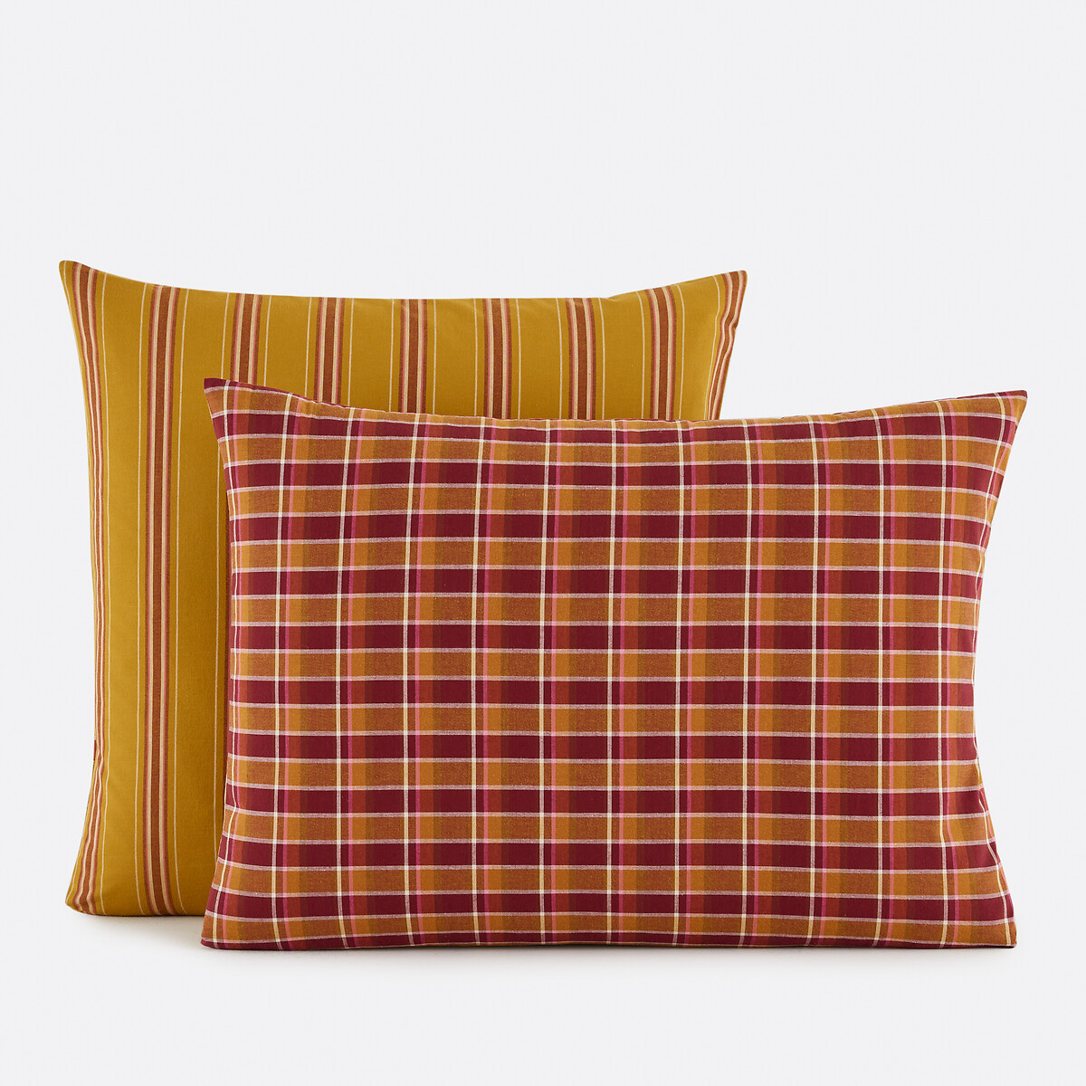 Oswald Washed Cotton Pillowcase burgundy, LA REDOUTE INTERIEURS