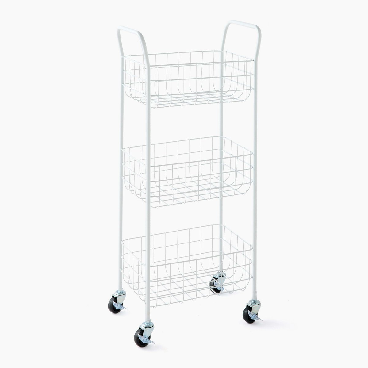 Etagère à roulettes, 33.5x20xH70cm, en métal blanc, MONOPRIX