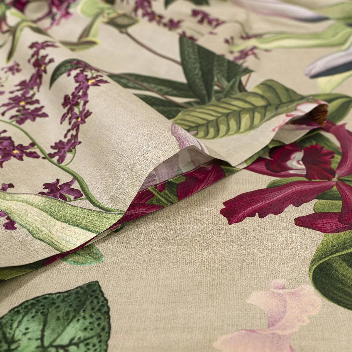 Kimono long satin de coton PARFUM D'ORCHIDEE grege, GARNIER THIEBAUT