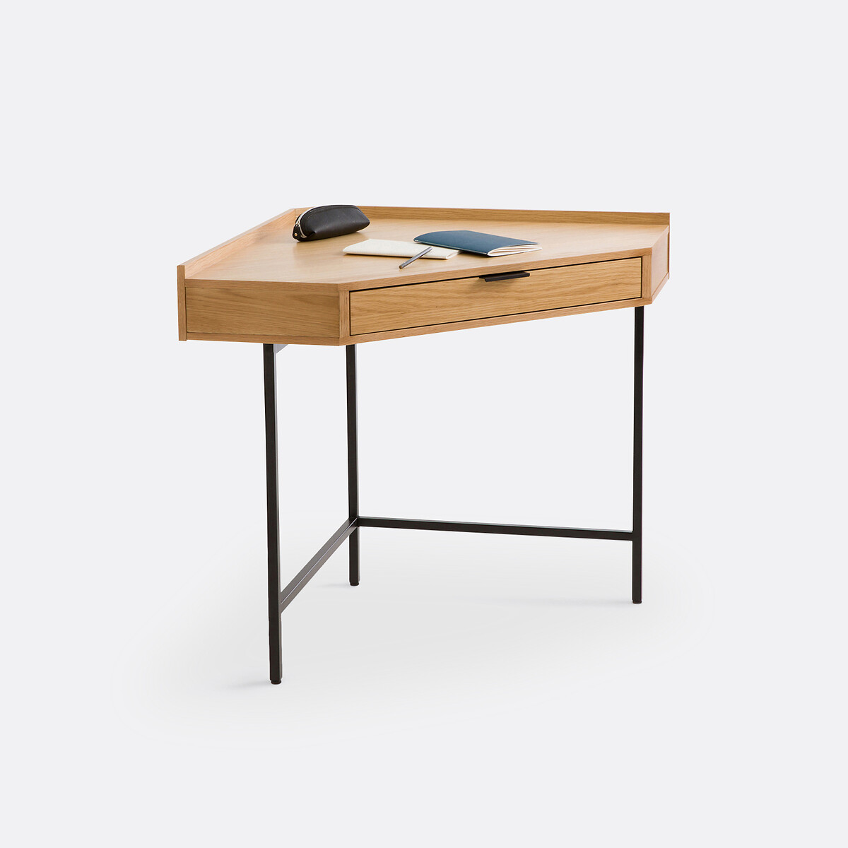 Bureau console d'angle 1 tiroir, Volga bois clair, LA REDOUTE INTERIEURS