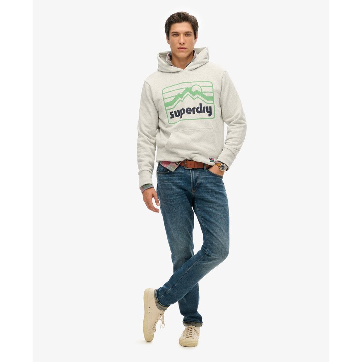 Sweat à capuche Vintage 90s Terrain gris glacier chiné, SUPERDRY