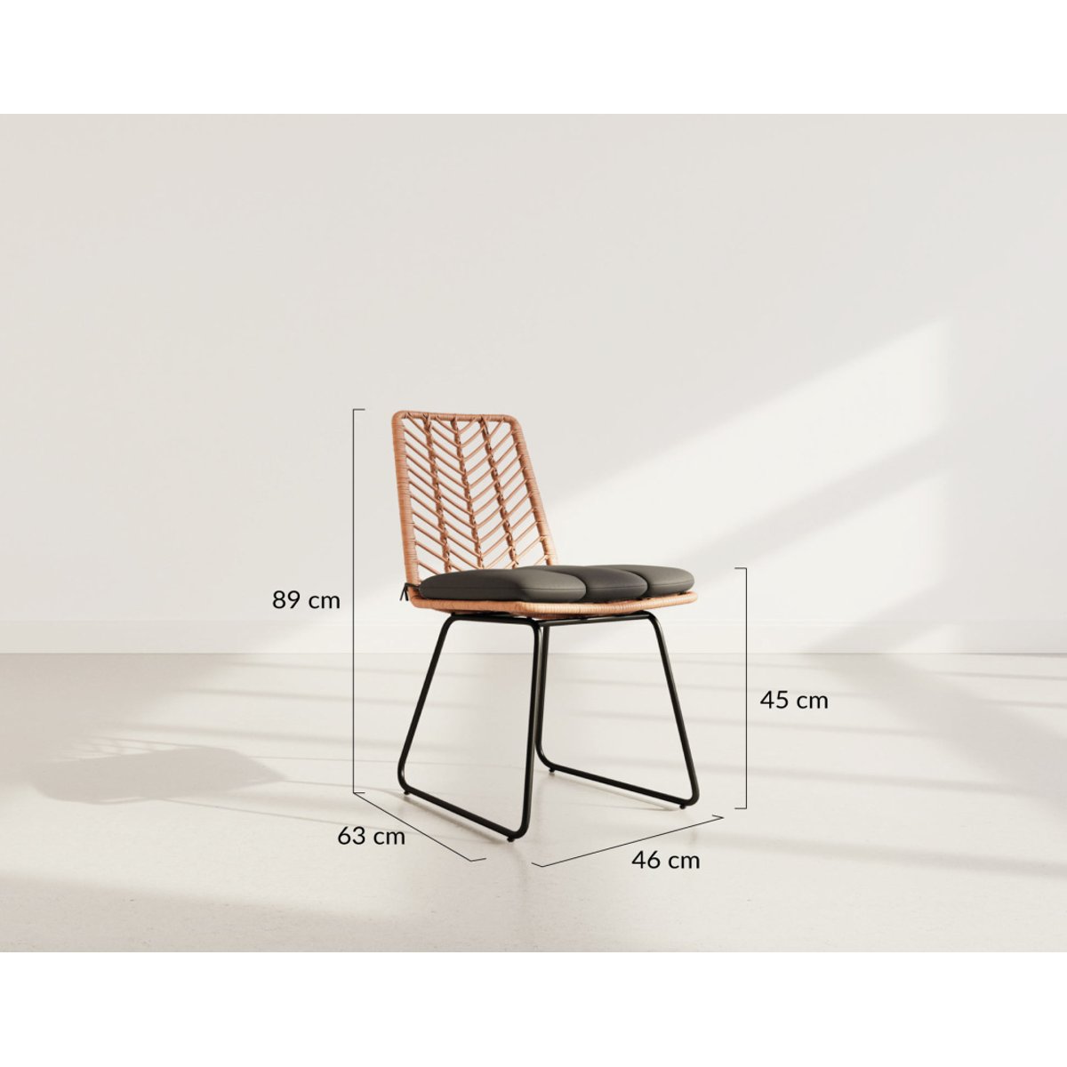 Lot de 4 chaises effet rotin, FORENZA noir / bois, BEST MOBILIER