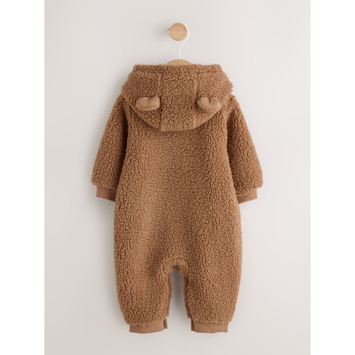 Combinaison bébé capuche peau lainée marron, NEXT
