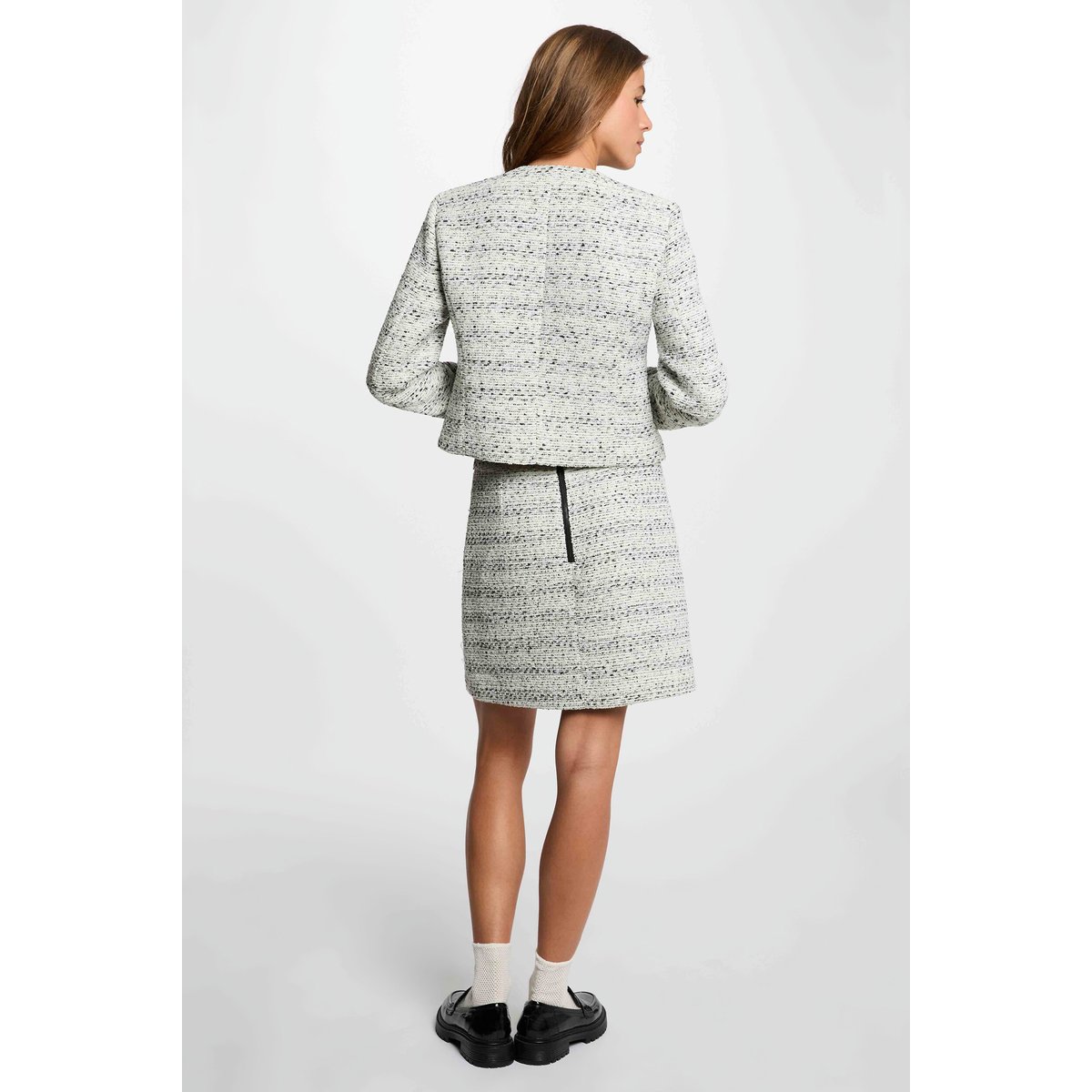 Jupe courte tweed ivoire, MORGAN