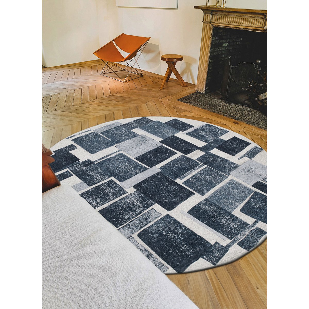 Tapis intérieur/extérieur tissé plat SQUARY bleu, NOVATREND