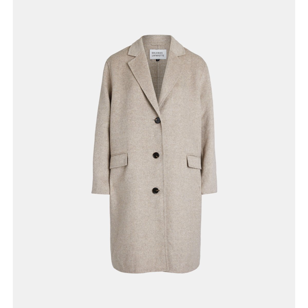 Manteau mi-long claudel laine recyclée mélangée beige moyen, GALERIES LAFAYETTE
