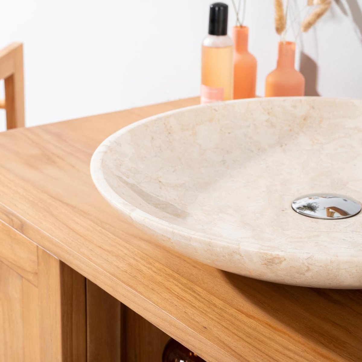 Meuble en teck massif rectangle 100 cm THÉA naturel, WANDA COLLECTION