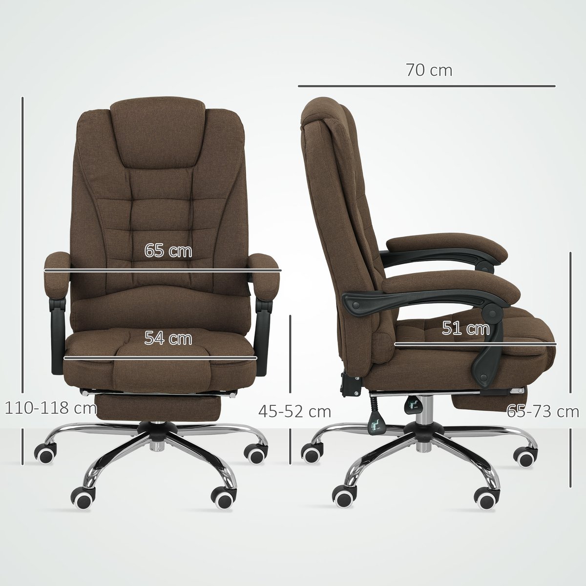 Chaise de bureau Polyester Marron marron, HOMCOM