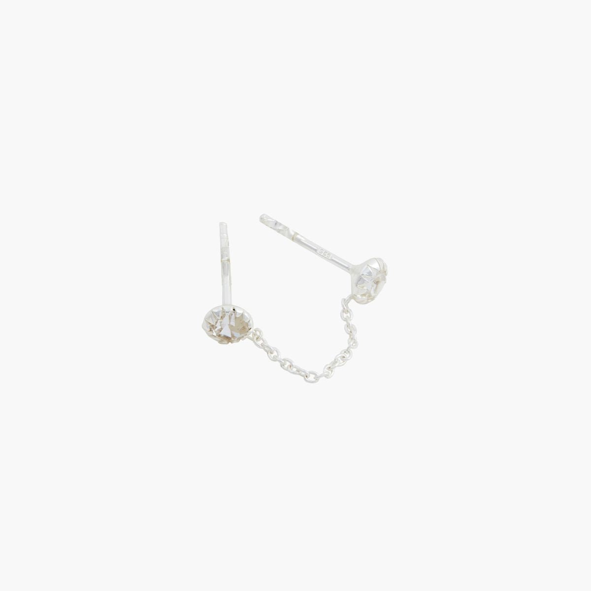 Puces d'oreilles à chaîne avec zircon, en argent 925 argenté, BALABOOSTE