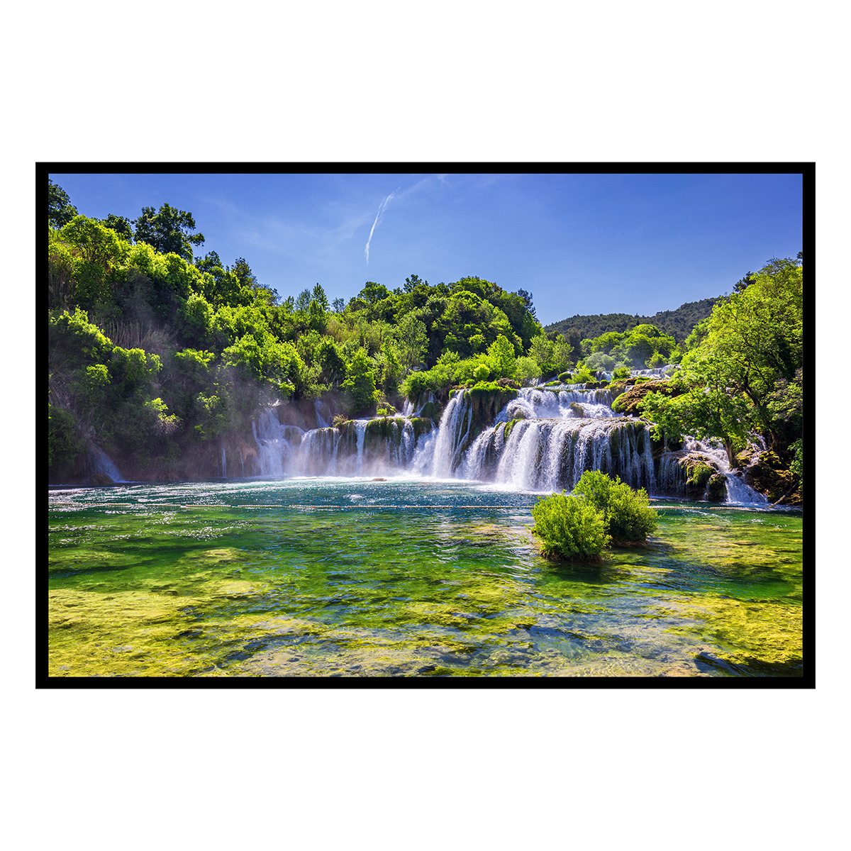 Affiche encadrée cascade naturelle affiche + cadre en métal - noir, HEXOA