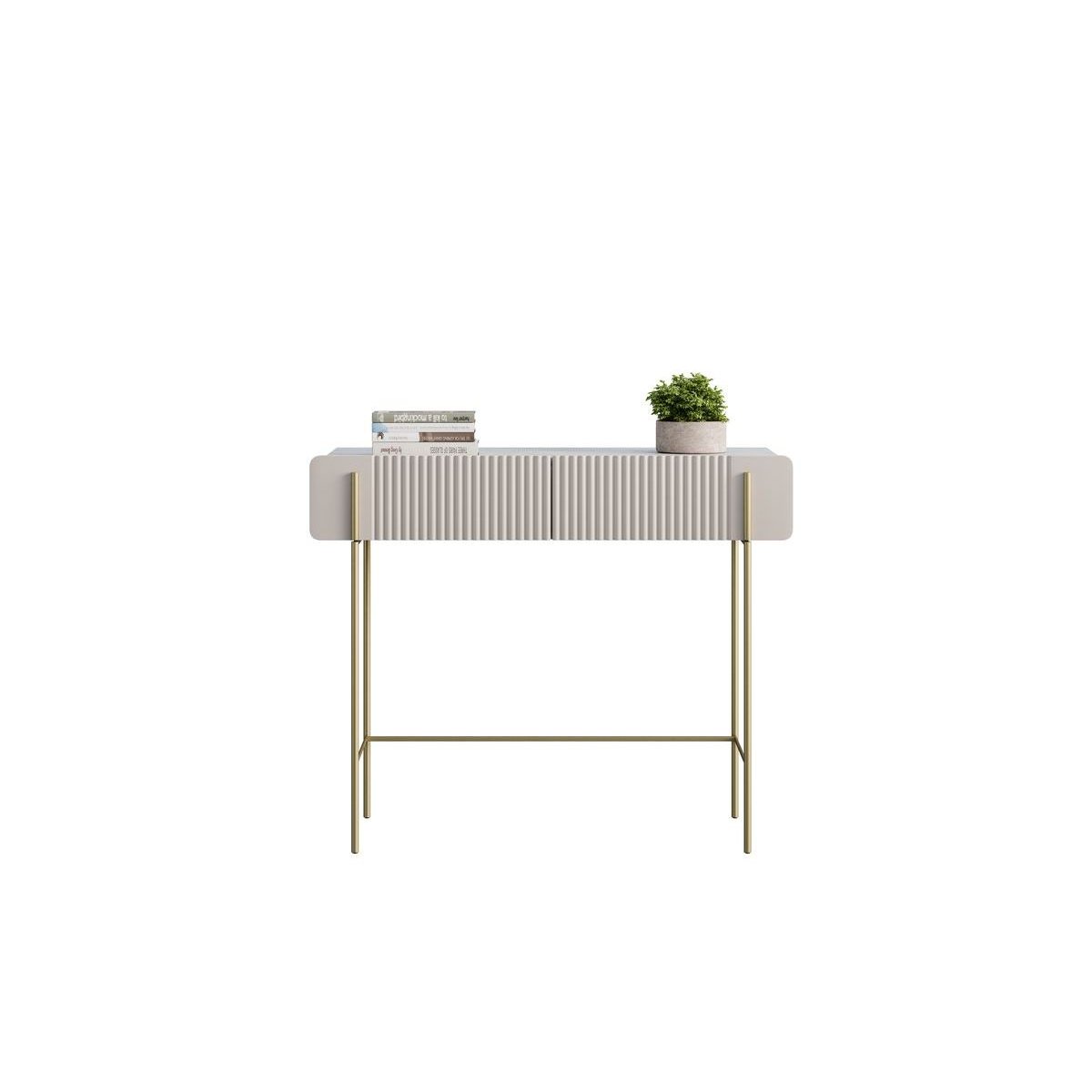 Console 100 cm panneaux de particules et MDF, MATHILDE beige, BOBOCHIC