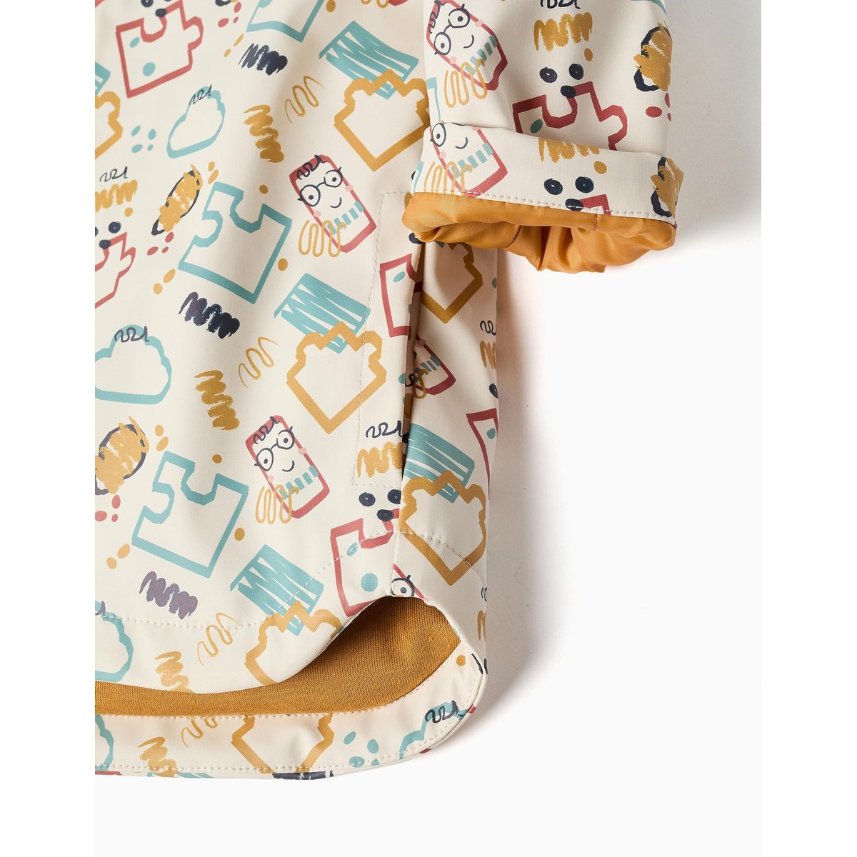 Parka rembourrée en caoutchouc avec capuche et imprimé blanc, ZIPPY