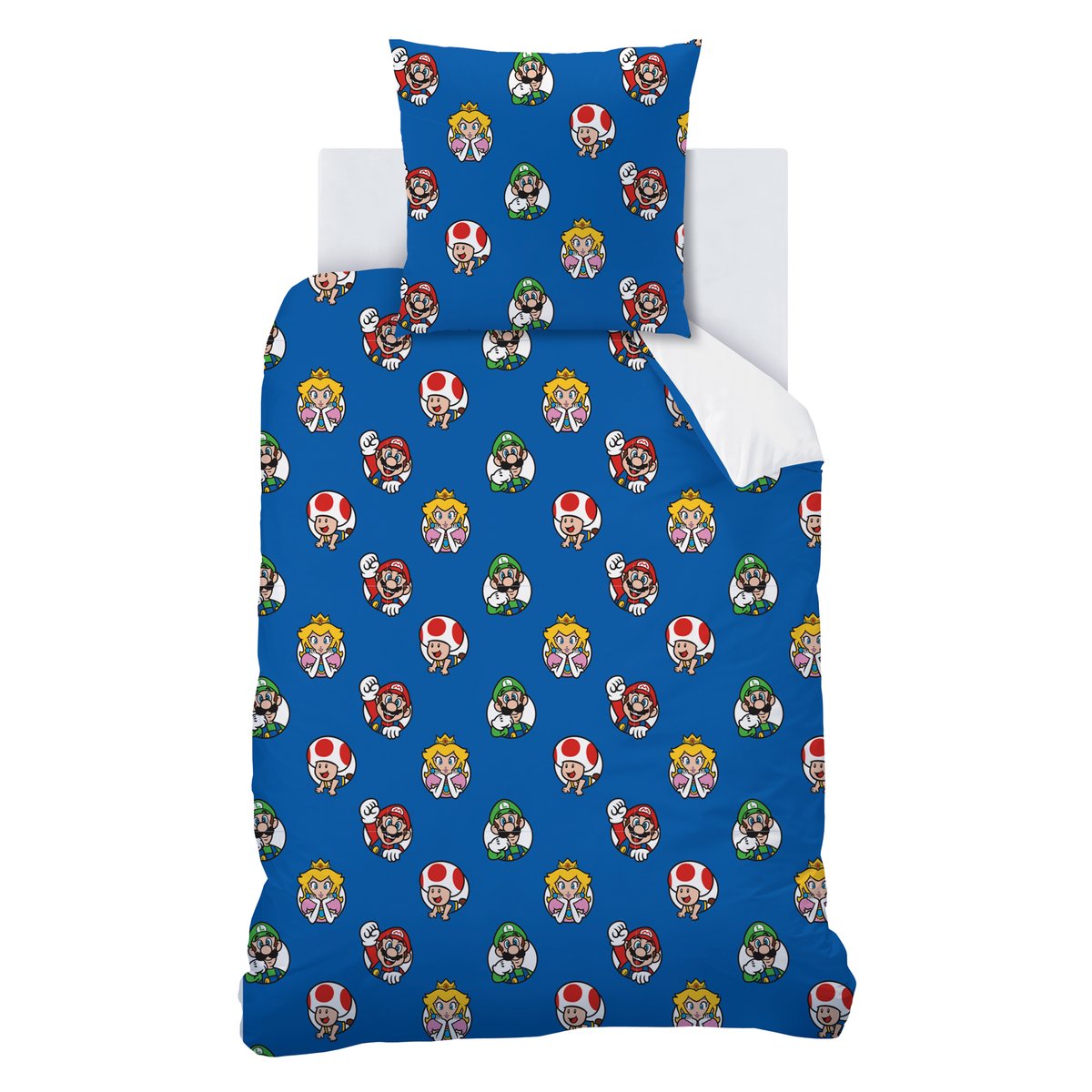Parure de lit imprimée 100% coton, FRIENDS bleu, SUPER MARIO