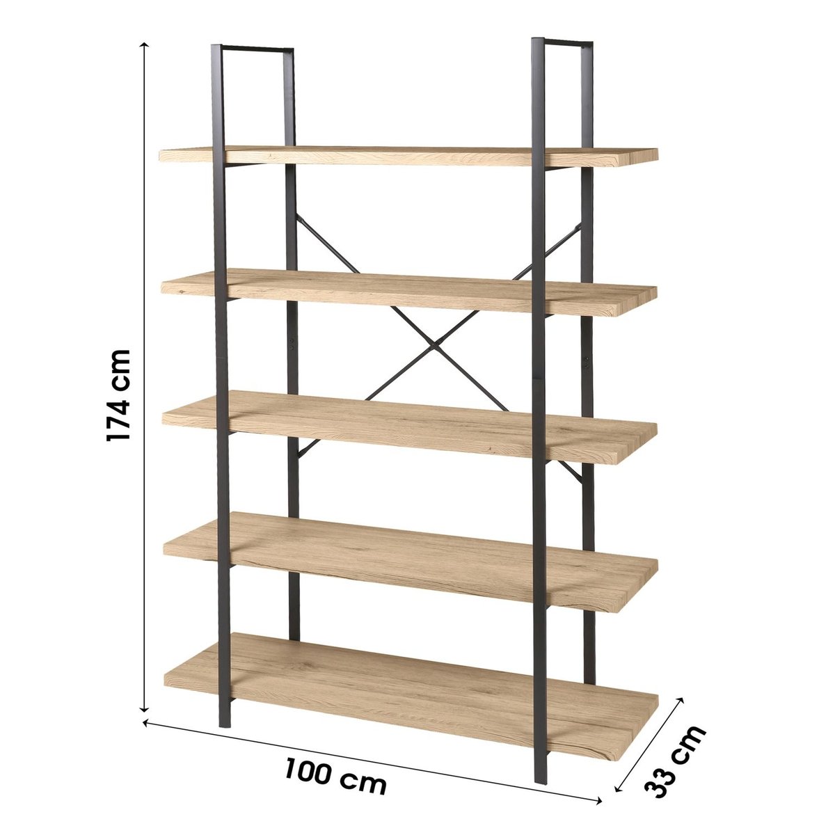 Etagère 5 niveaux design industriel DOCK noir, URBAN LIVING