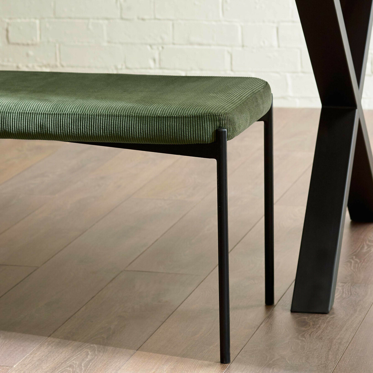 Sylvie Corduroy Upholstered Dining Bench olive green, SO'HOME