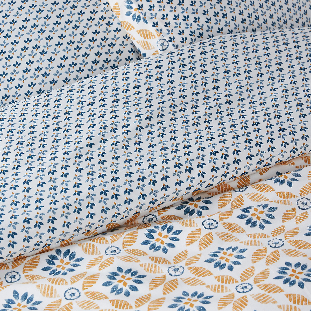 Soleme Cotton Percale Duvet Cover blue print/yellow, LA REDOUTE INTERIEURS