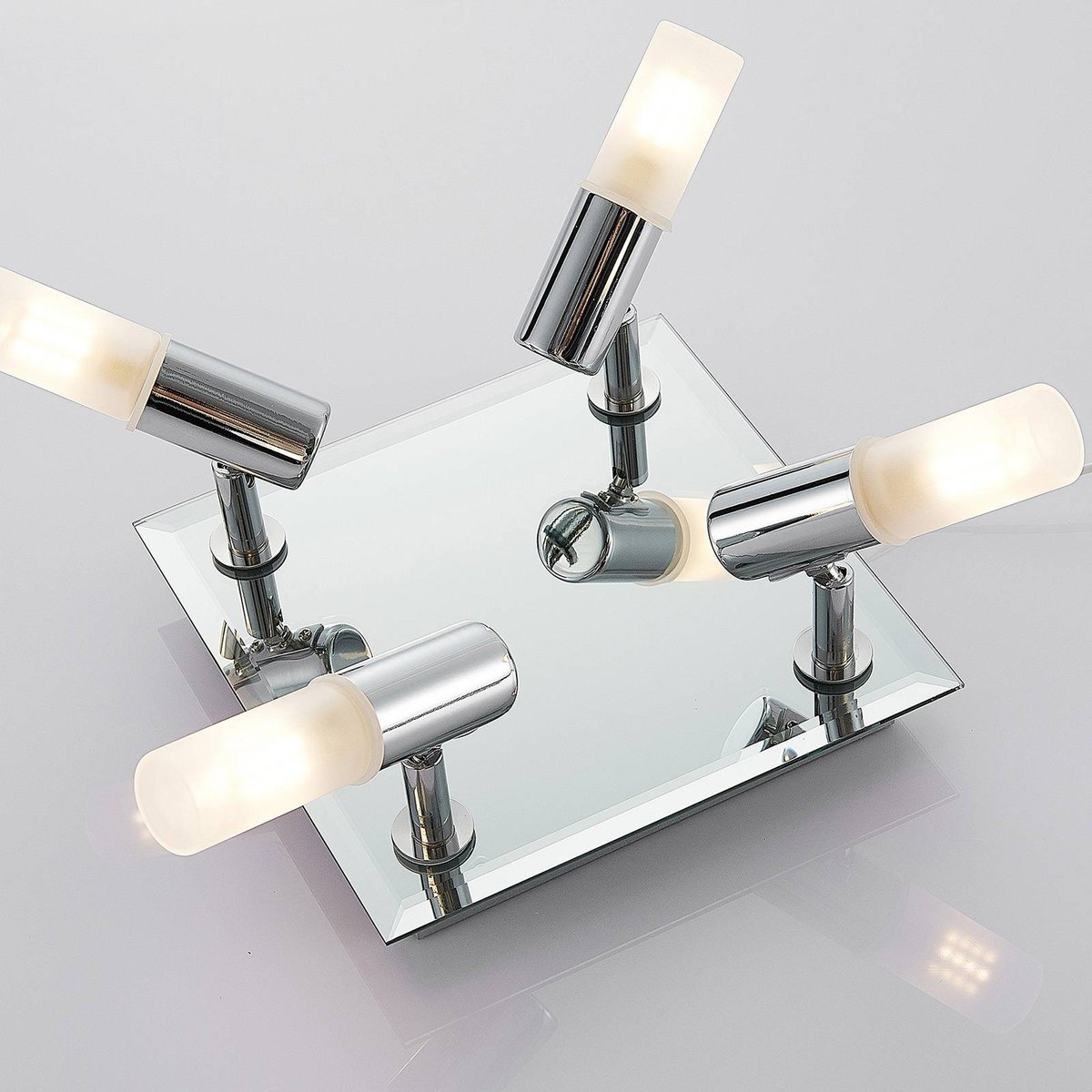 Plafonnier en métal moderne, Zela chrome, blanc, LINDBY