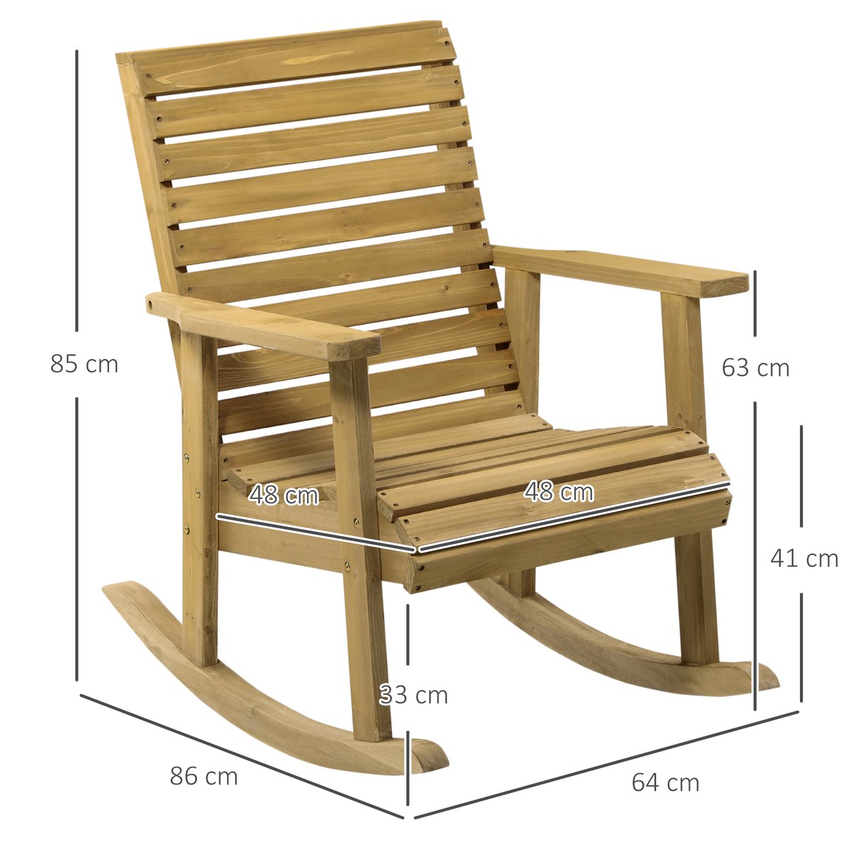 Fauteuil à bascule Bois de sapin Marron marron clair, OUTSUNNY