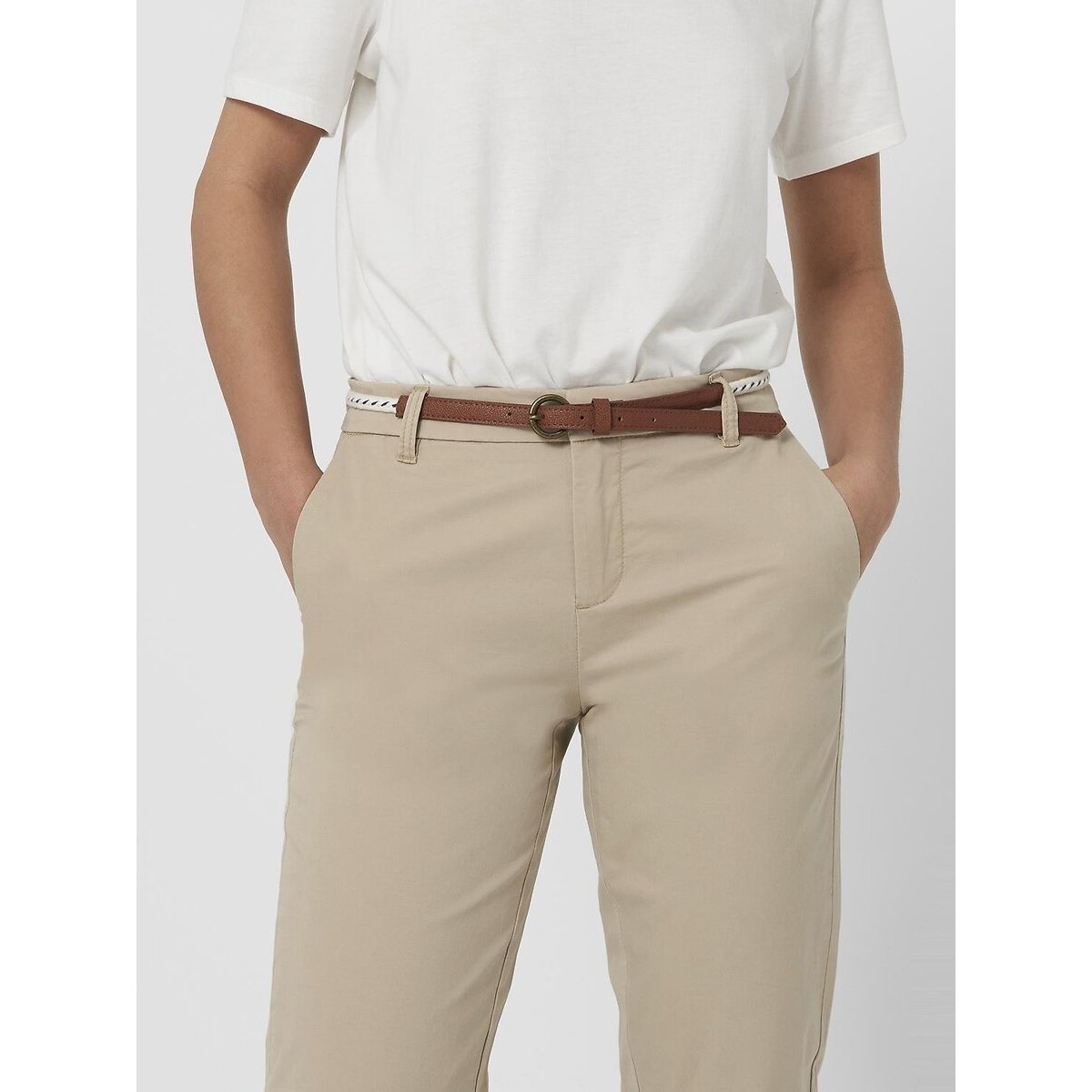 Pantalon droit beige, ONLY