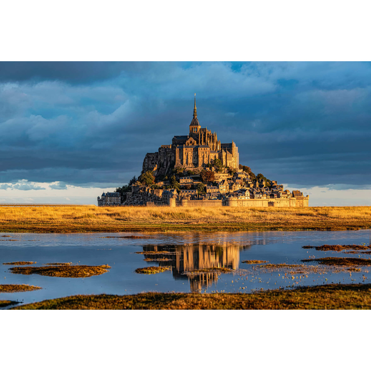 Tableau Mural Lever Du Jour Mont St-michel ARCHITECTURE tableaux sur toile-bleu, CEANOTHE