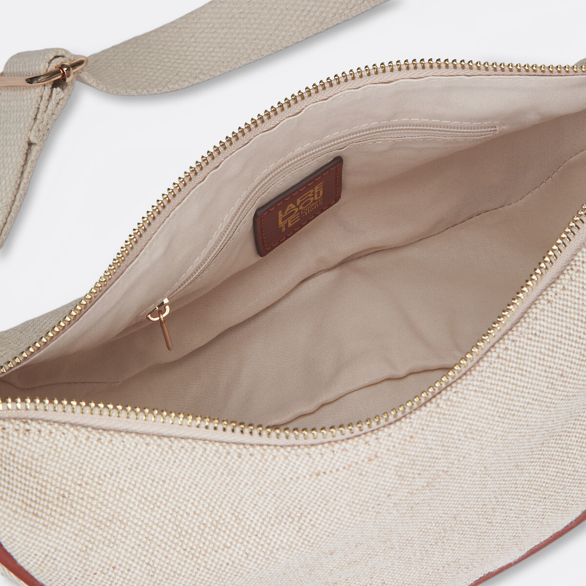 Sac banane en toile contrastée beige, LA REDOUTE COLLECTIONS