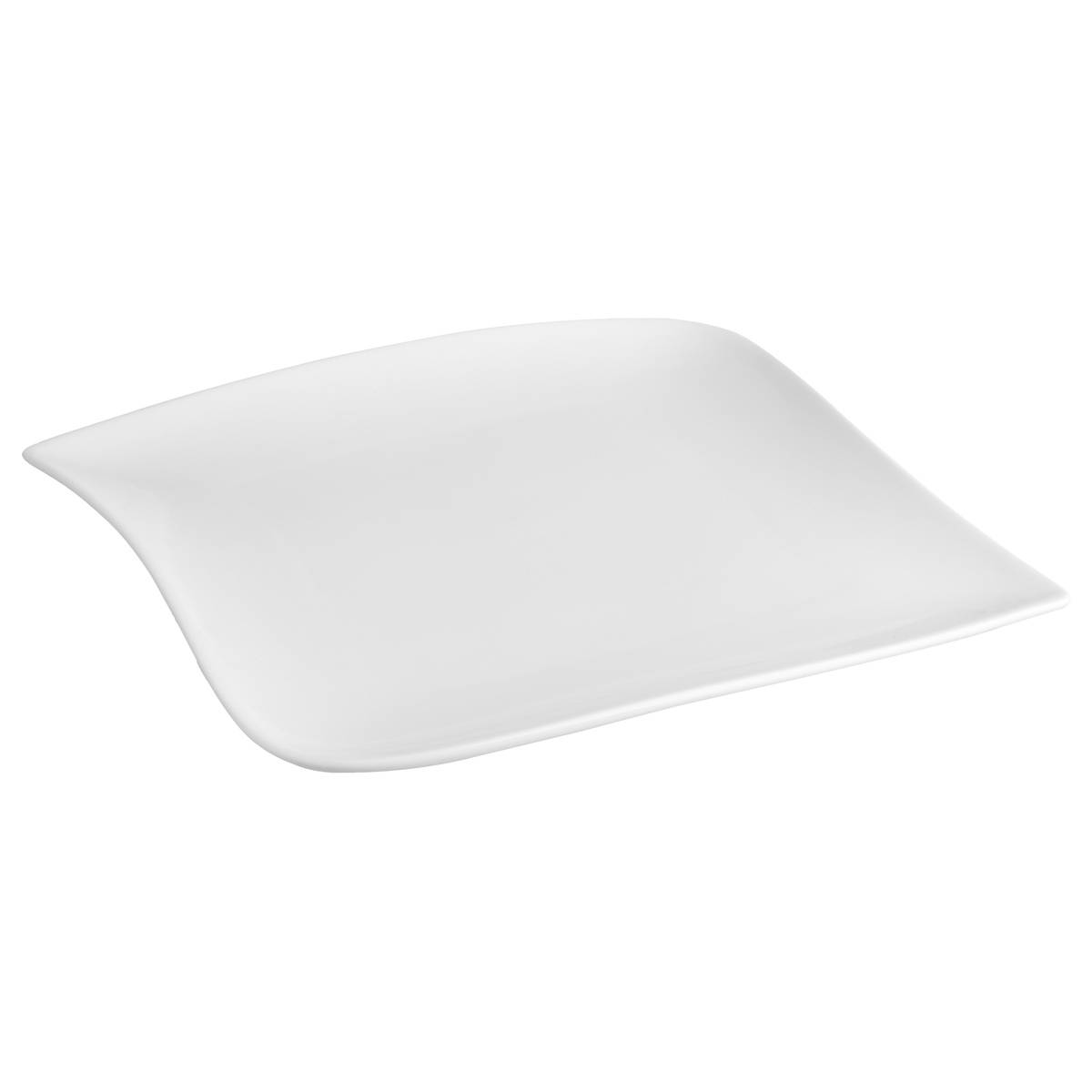 Lot de 6 assiettes à dessert carrées en porcelaine VAGUE blanc, SECRET DE GOURMET
