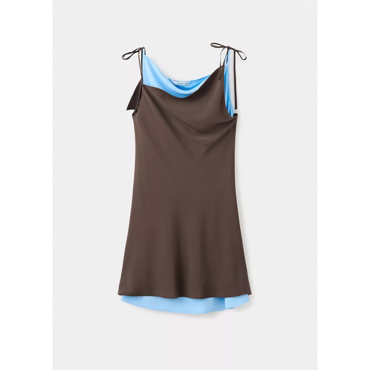 Robe à superposition de liens à nouer marron, MANGO