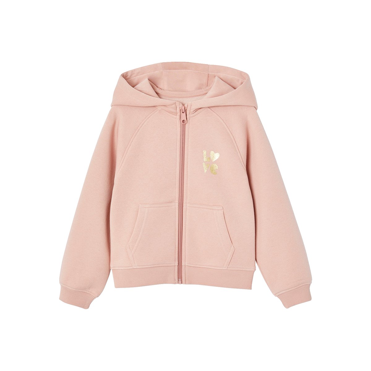Sweat zippé à capuche sport rose, VERTBAUDET