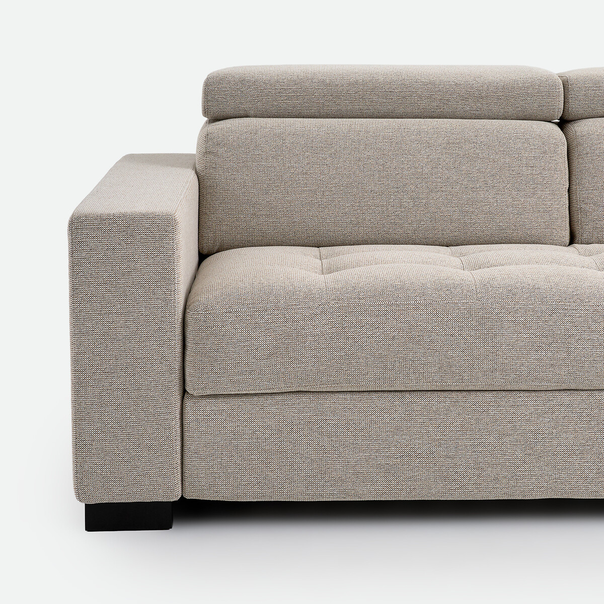 Canapé droit, 3 places, avec tétière, en tissu texturé chiné, PAO greige, LA REDOUTE INTERIEURS
