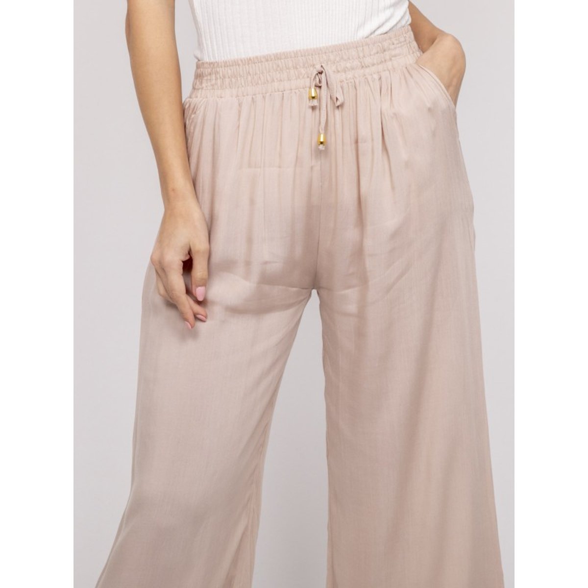 Pantalon Fluide Evelyne beige, DONA LISA