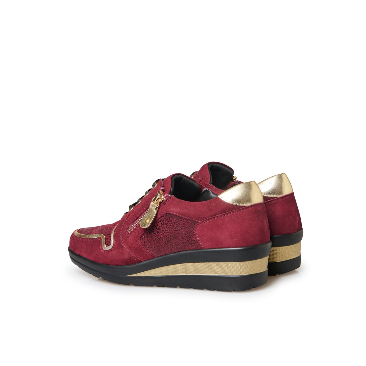 Derbies cuir détails métallisés bordeaux, PEDICONFORT