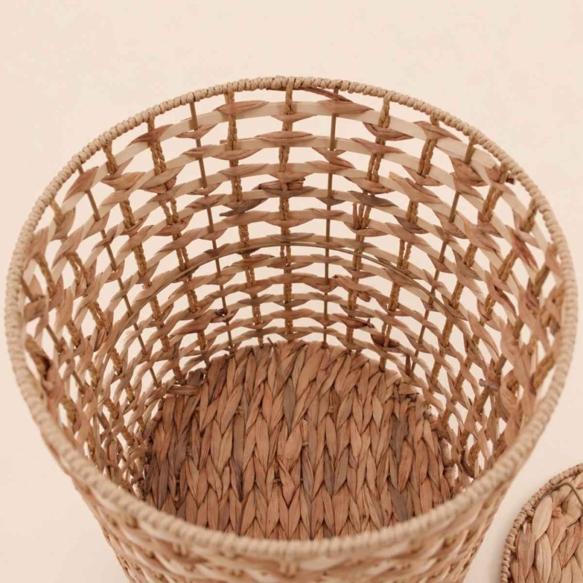 Set de 3 paniers à couvercle en jacinthe d'eau tressée naturel, ORNAMI