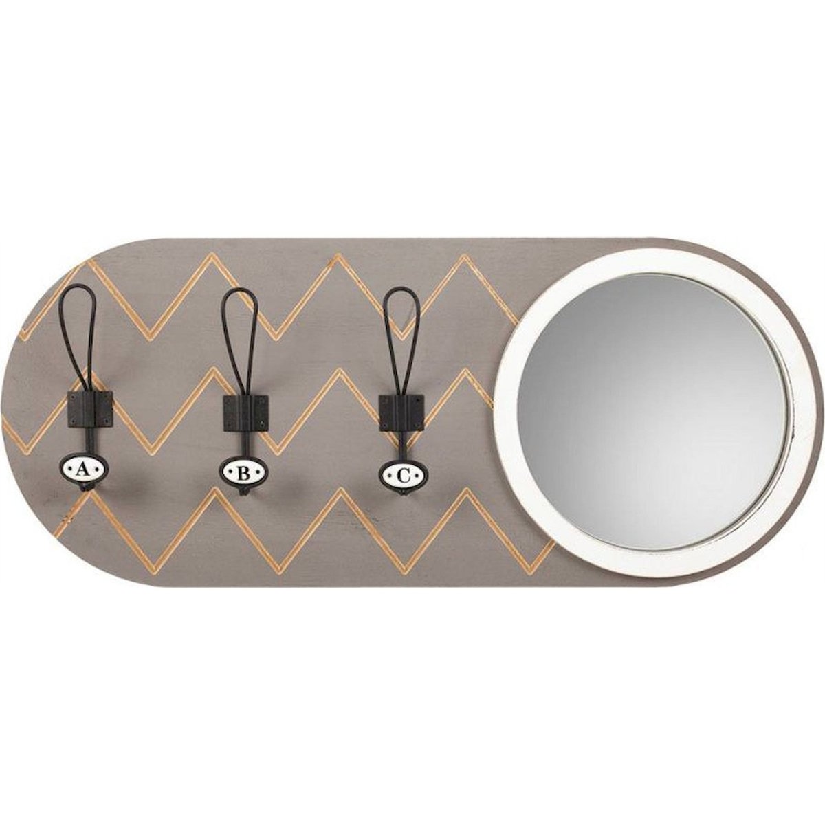 Patère murale en bois avec miroir gris bois naturel, RECOLLECTION