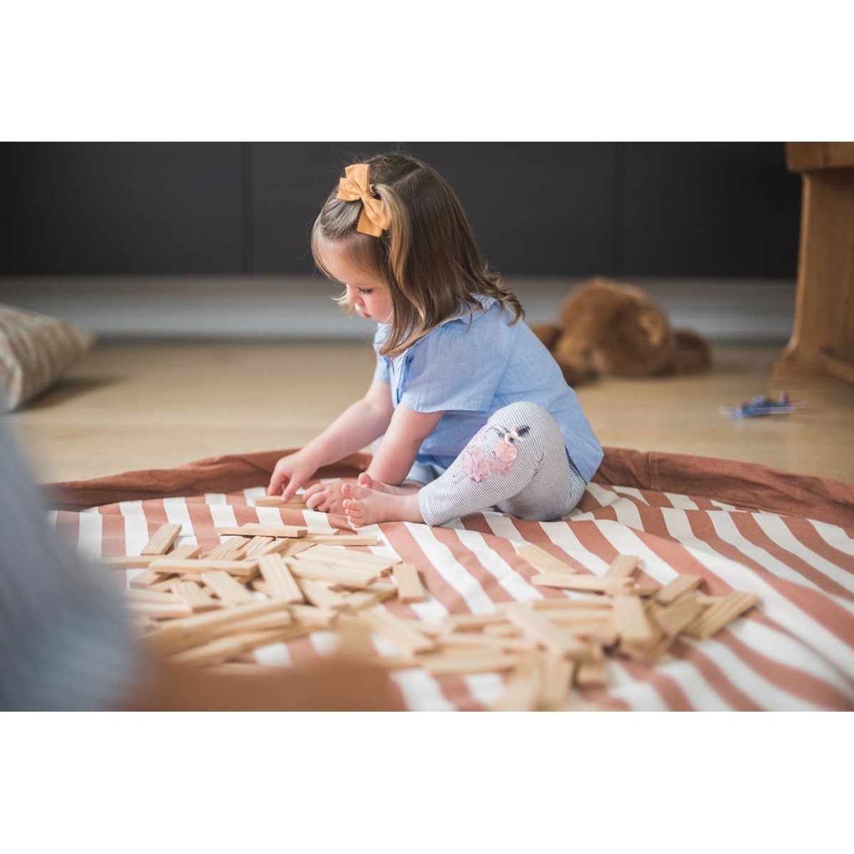 play&go - tapis de jeu & sac à jouets - stripes brown beige, PLAY ET GO