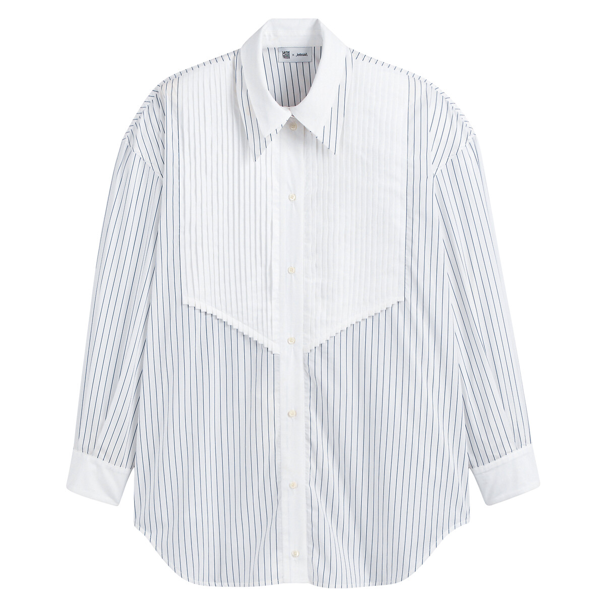 Striped Loose Fit Shirt, Made in Europe blue striped/white, JEREMY CURRAT X LA REDOUTE