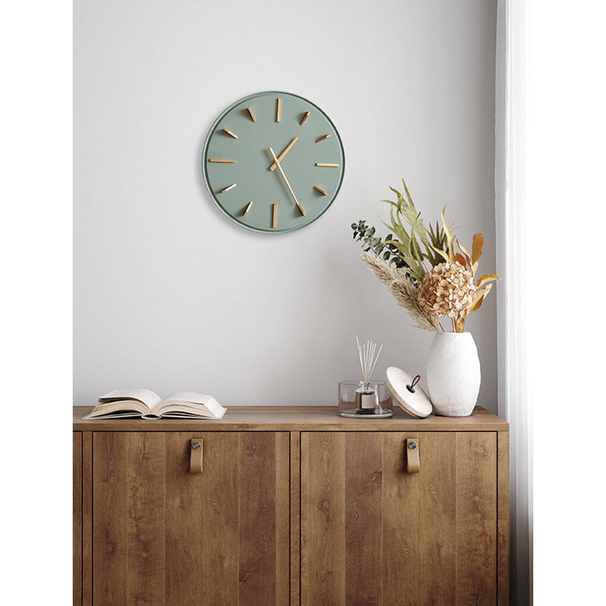 Horloge métal 38cm vert, EMDE